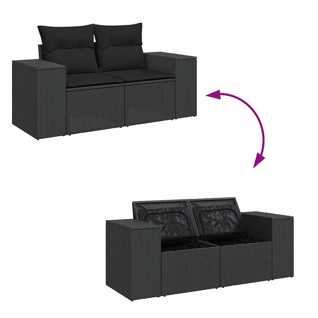 5-delige Loungeset met kussens poly rattan acacia zwart is nu te koop bij PeponiXL, paradijselijk wonen!