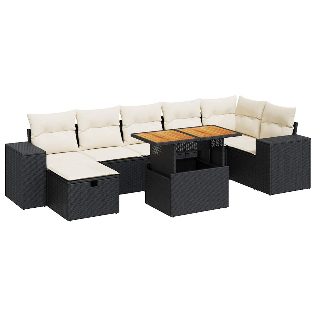 5-delige Loungeset met kussens poly rattan acacia zwart is nu te koop bij PeponiXL, paradijselijk wonen!