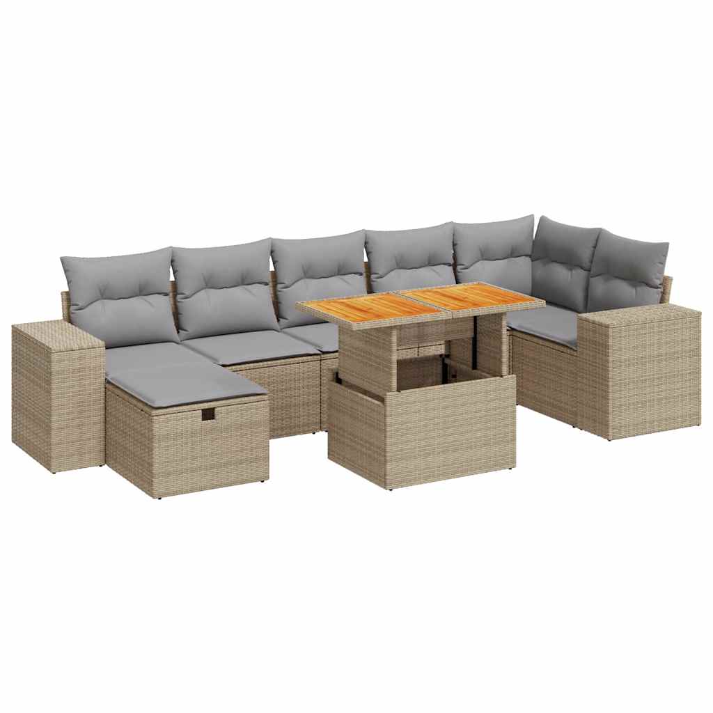5-delige Loungeset met kussens poly rattan en acaciahout beige is nu te koop bij PeponiXL, paradijselijk wonen!