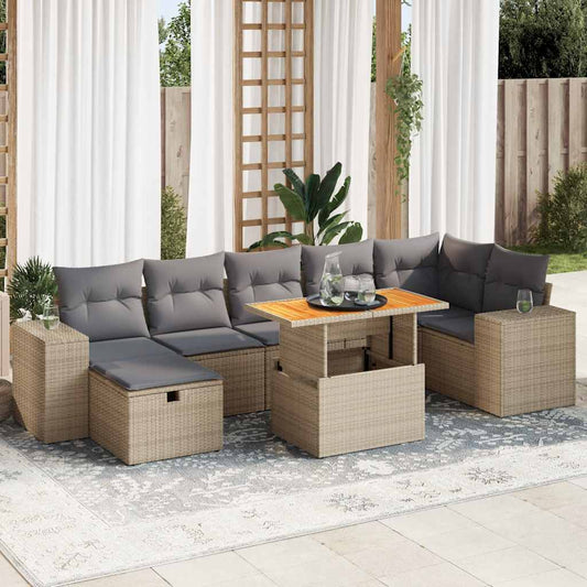 5-delige Loungeset met kussens poly rattan en acaciahout beige is nu te koop bij PeponiXL, paradijselijk wonen!