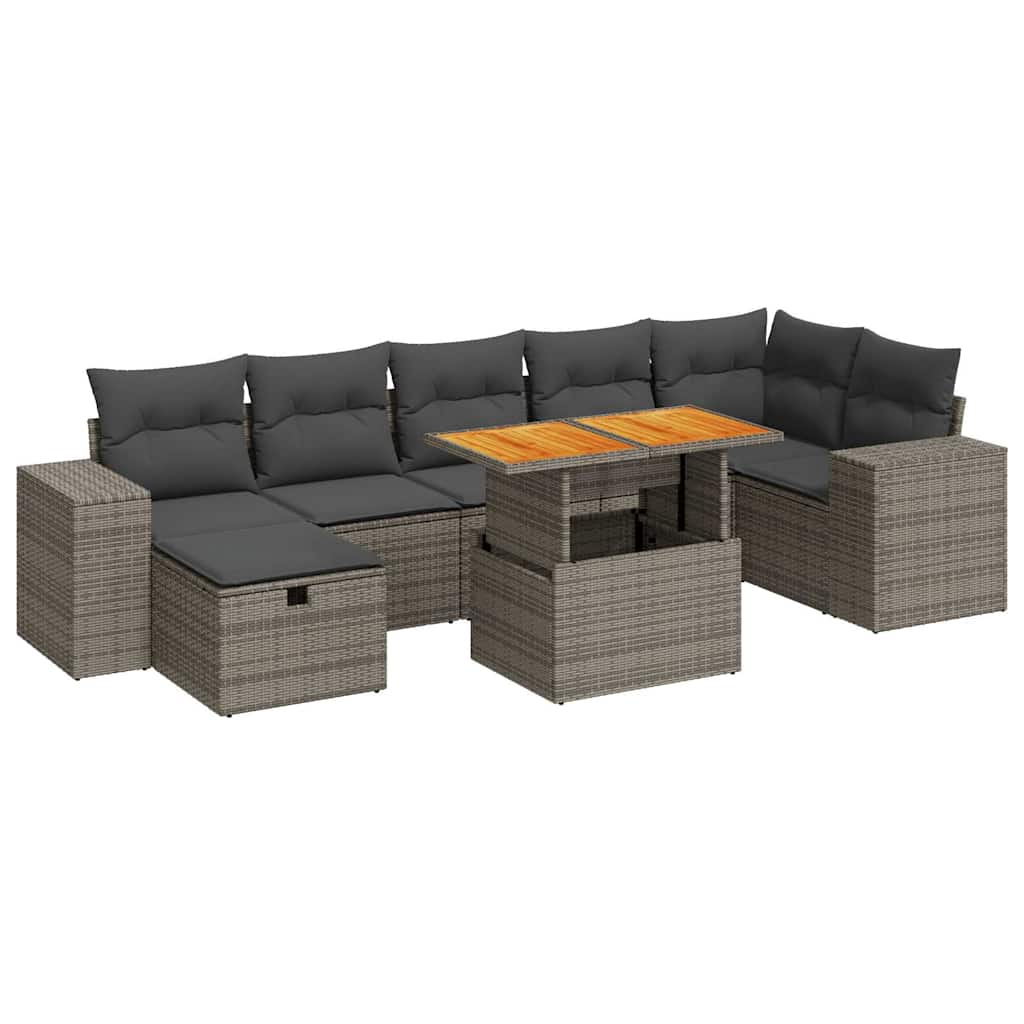 5-delige Loungeset met kussens poly rattan acacia grijs is nu te koop bij PeponiXL, paradijselijk wonen!