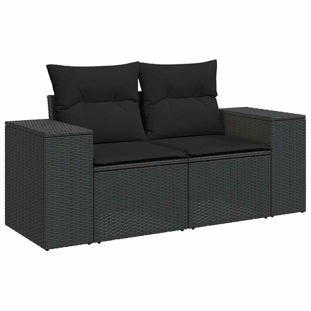 9-delige Loungeset met kussens poly rattan acacia zwart is nu te koop bij PeponiXL, paradijselijk wonen!