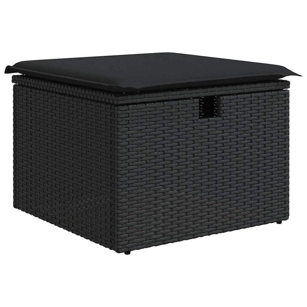 9-delige Loungeset met kussens poly rattan acacia zwart is nu te koop bij PeponiXL, paradijselijk wonen!