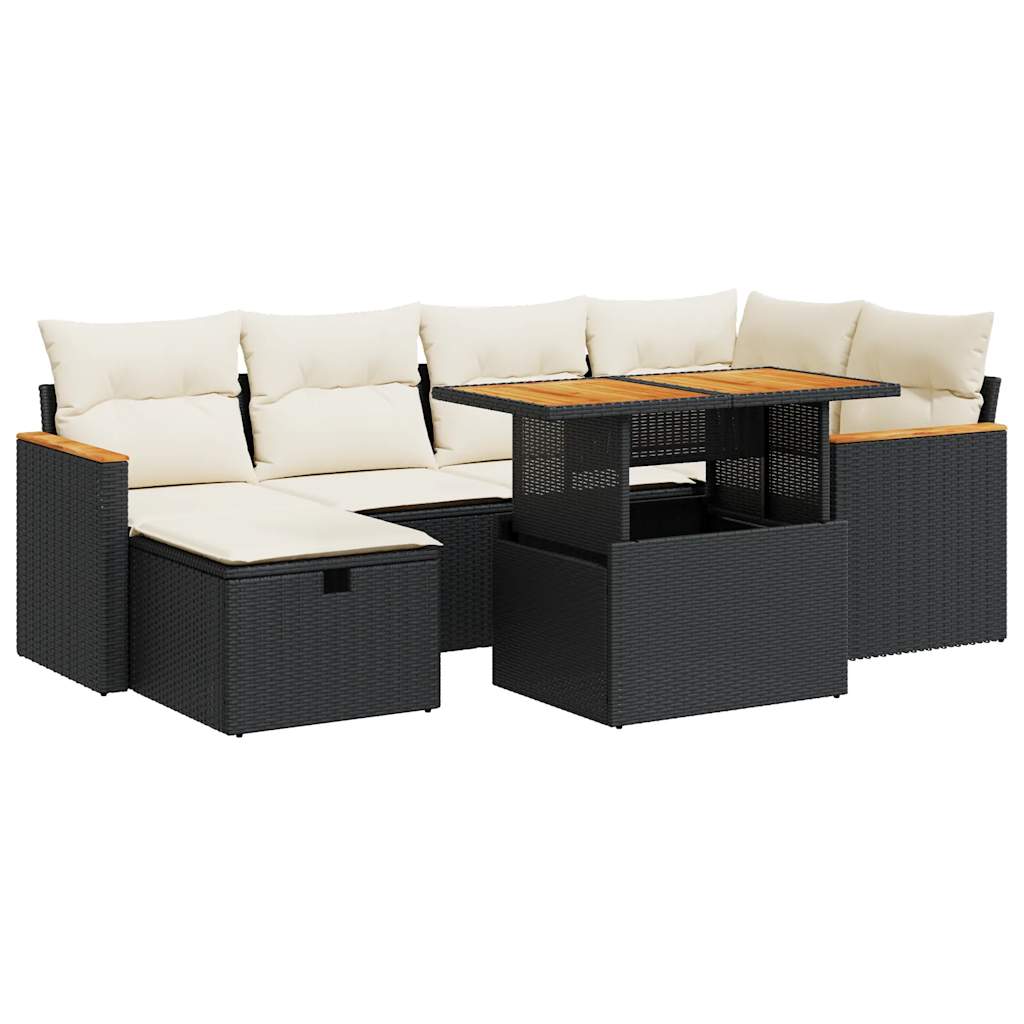 8-delige Loungeset met kussens poly rattan zwart is nu te koop bij PeponiXL, paradijselijk wonen!
