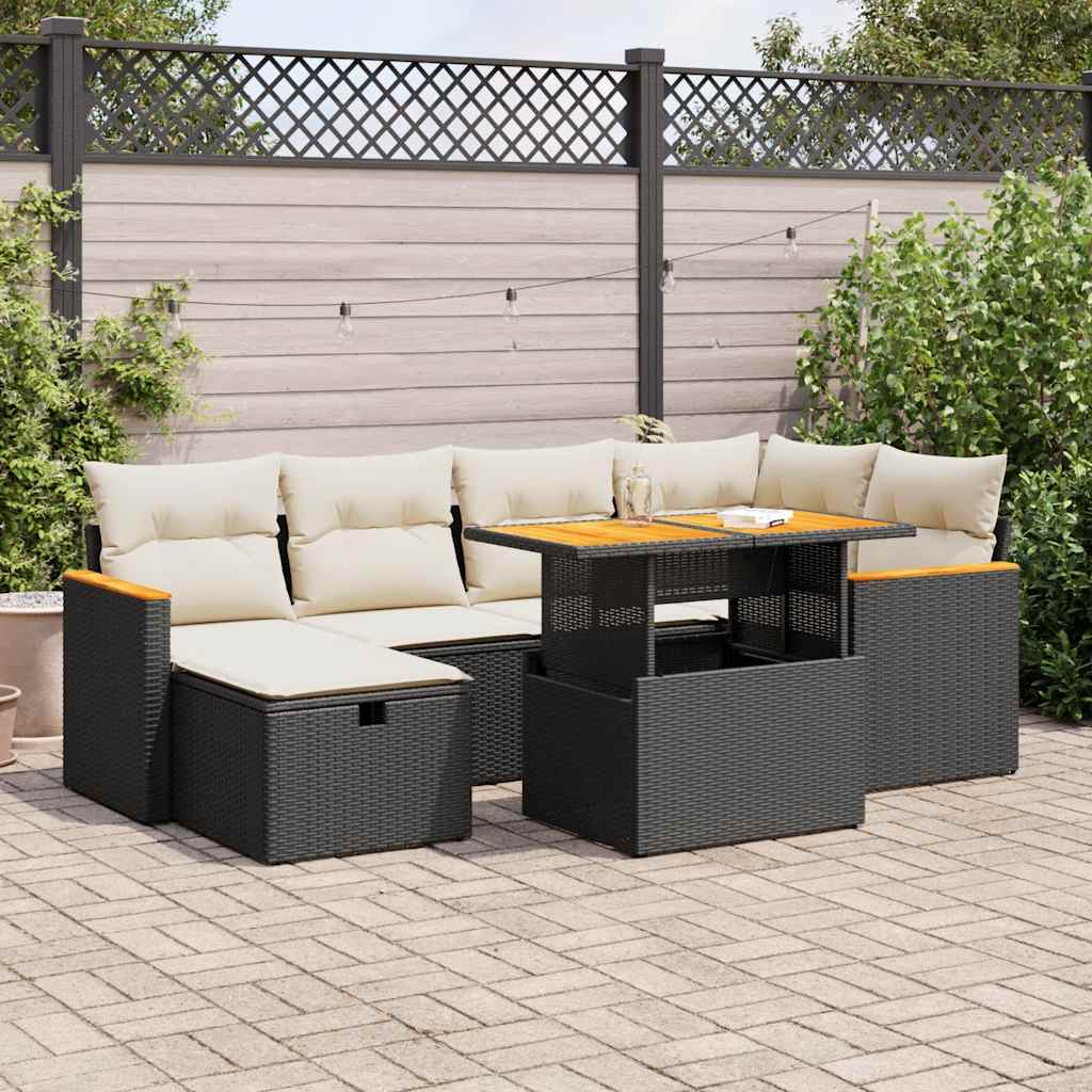 8-delige Loungeset met kussens poly rattan zwart is nu te koop bij PeponiXL, paradijselijk wonen!