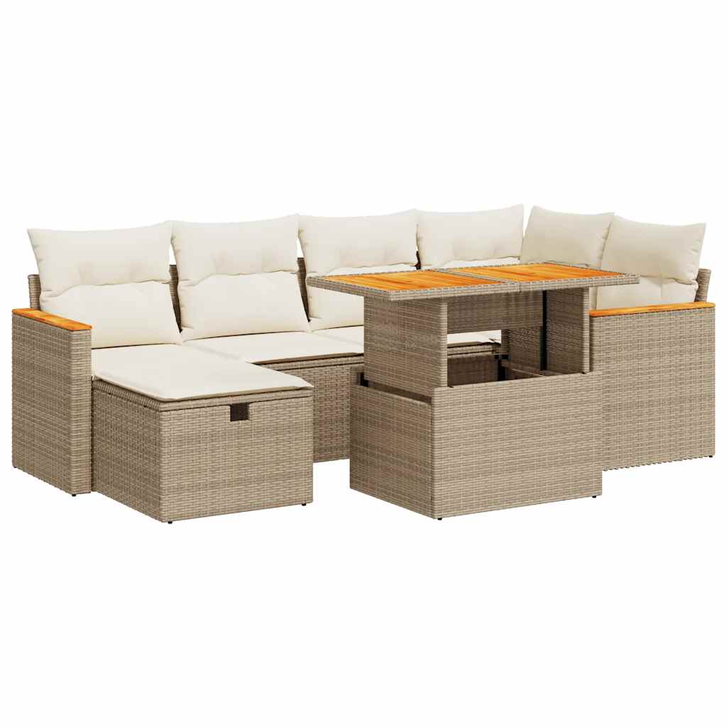 8-delige Loungeset met kussens poly rattan beige is nu te koop bij PeponiXL, paradijselijk wonen!