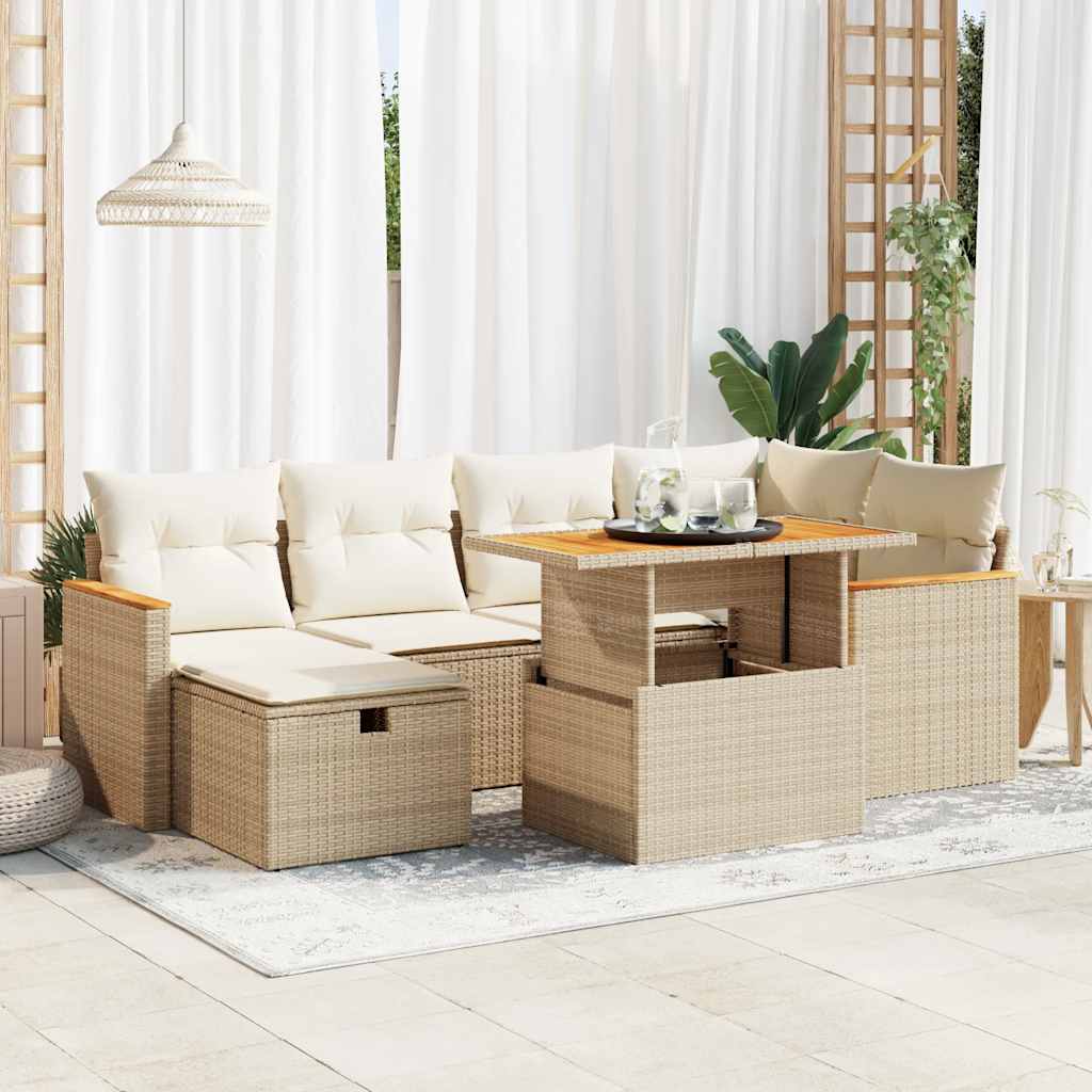 8-delige Loungeset met kussens poly rattan beige is nu te koop bij PeponiXL, paradijselijk wonen!