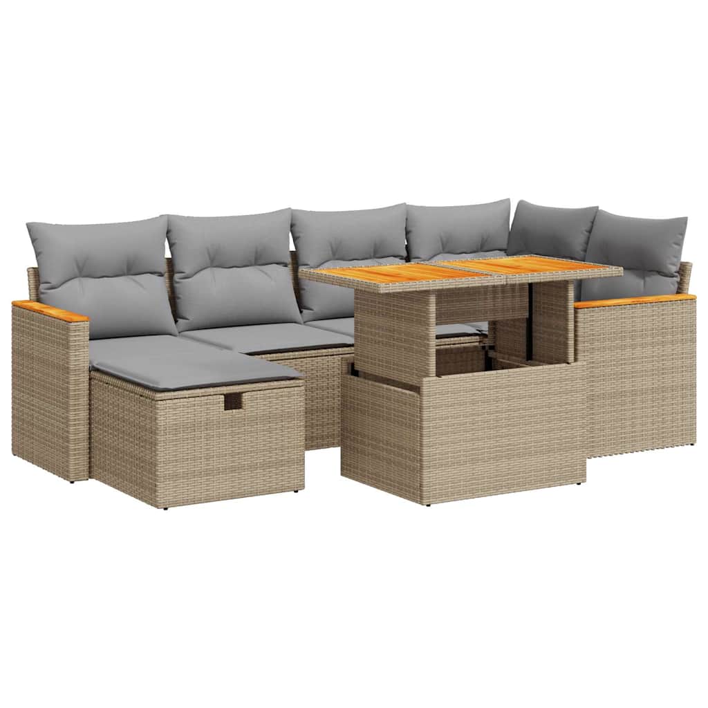 8-delige Loungeset met kussens poly rattan beige is nu te koop bij PeponiXL, paradijselijk wonen!