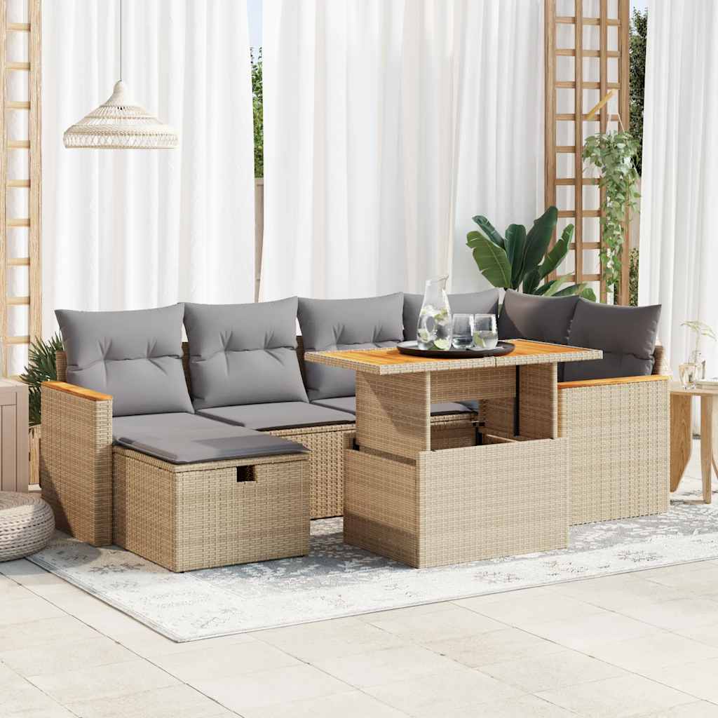 8-delige Loungeset met kussens poly rattan beige is nu te koop bij PeponiXL, paradijselijk wonen!