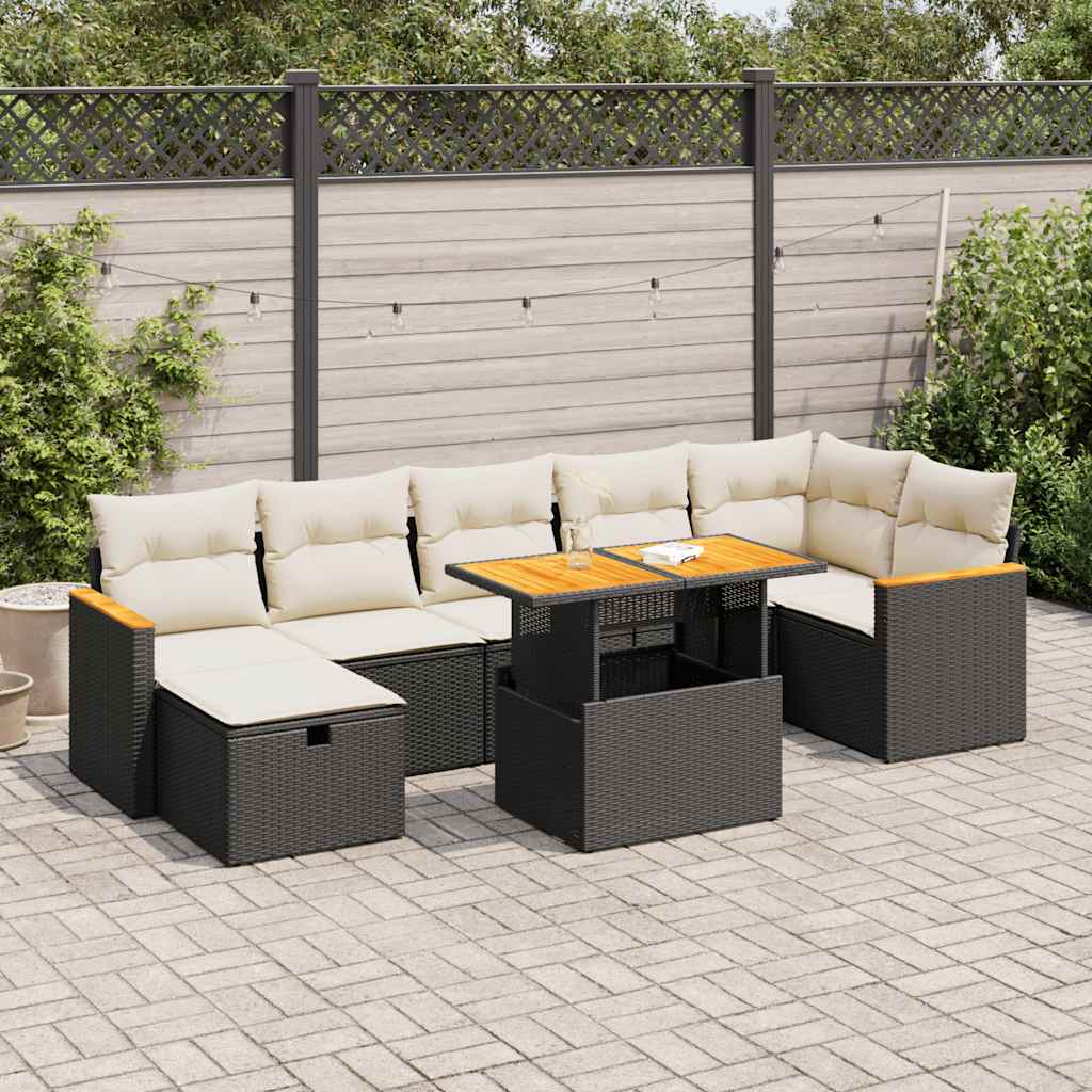 5-delige Loungeset met kussens poly rattan zwart is nu te koop bij PeponiXL, paradijselijk wonen!