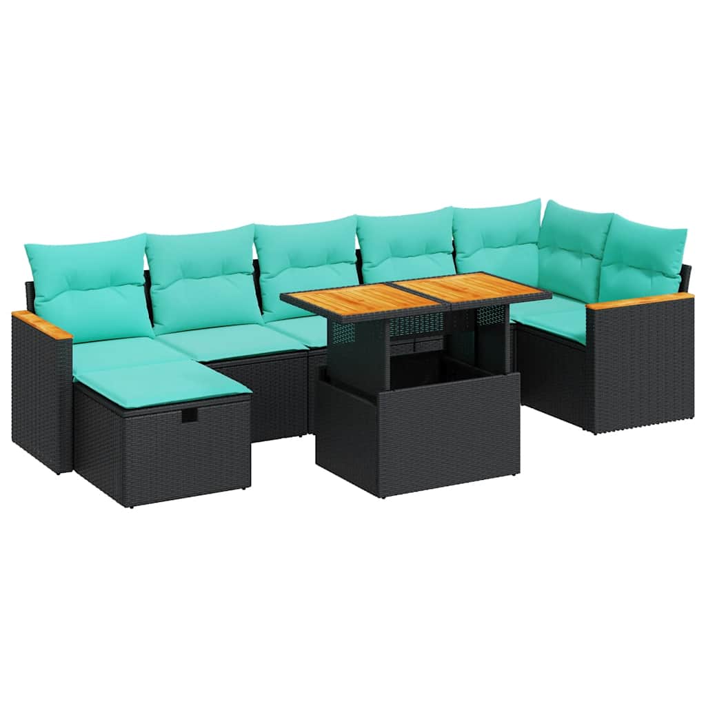 8-delige Loungeset met kussens poly rattan acacia grijs is nu te koop bij PeponiXL, paradijselijk wonen!