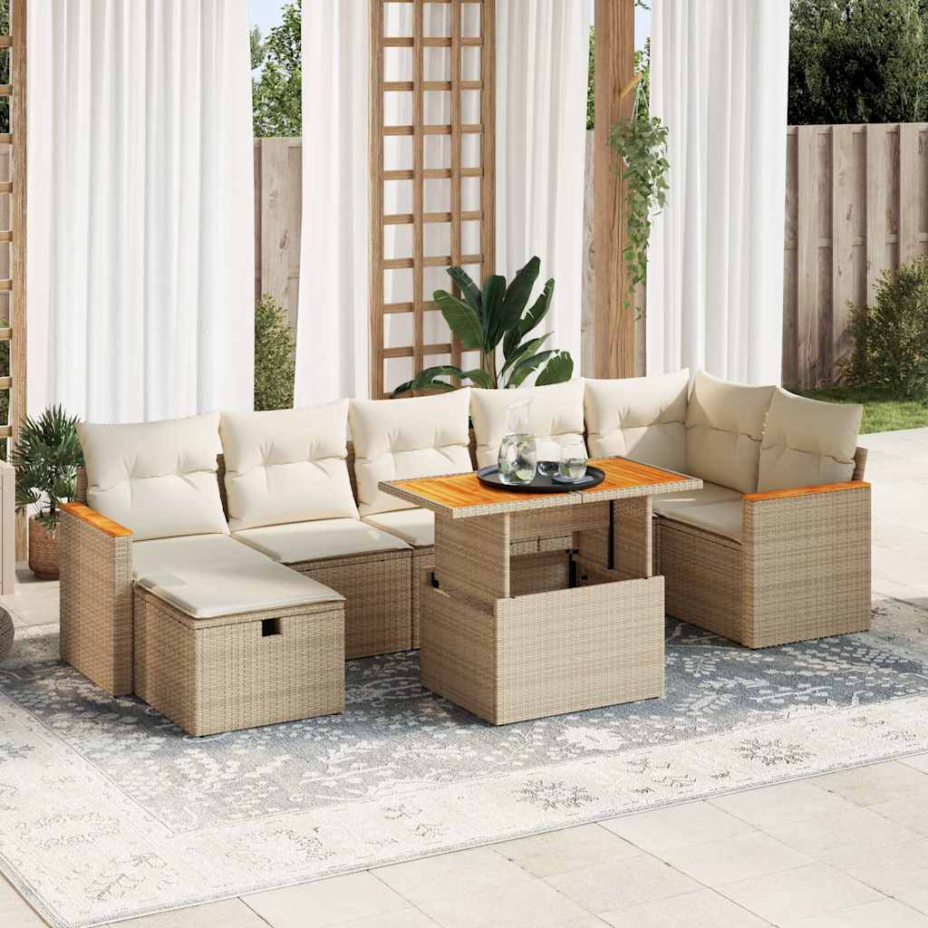 5-delige Loungeset met kussens poly rattan beige is nu te koop bij PeponiXL, paradijselijk wonen!
