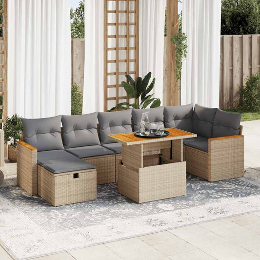 5-delige Loungeset met kussens poly rattan beige is nu te koop bij PeponiXL, paradijselijk wonen!