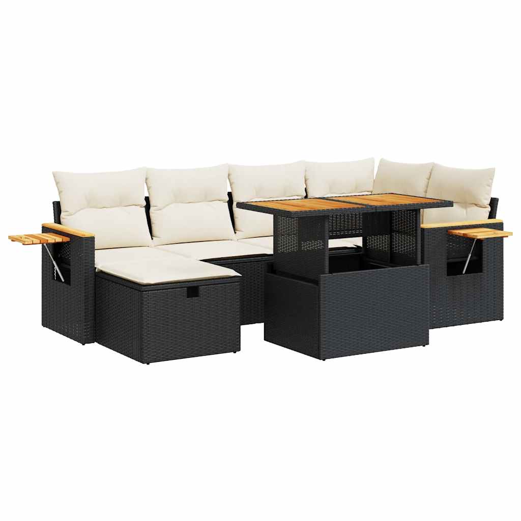 8-delige Loungeset met kussens poly rattan zwart is nu te koop bij PeponiXL, paradijselijk wonen!