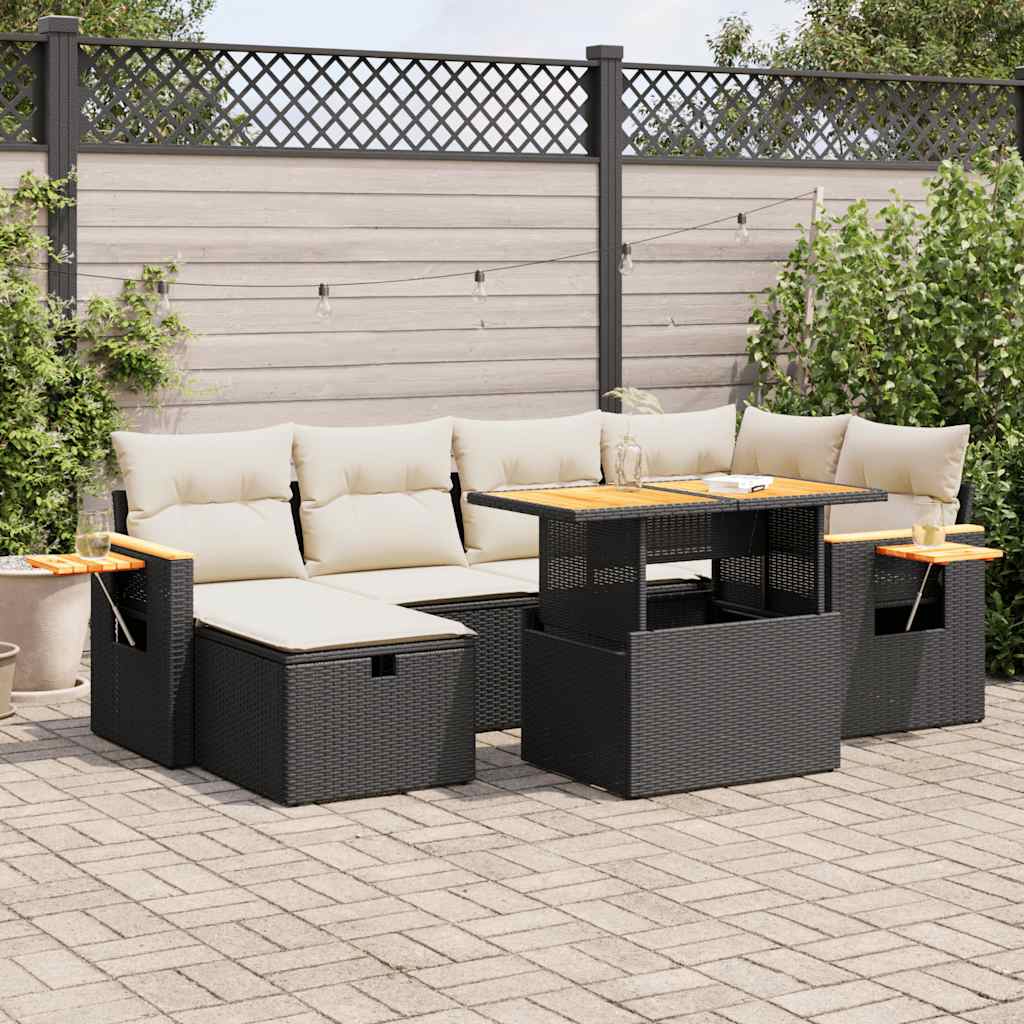 8-delige Loungeset met kussens poly rattan zwart is nu te koop bij PeponiXL, paradijselijk wonen!
