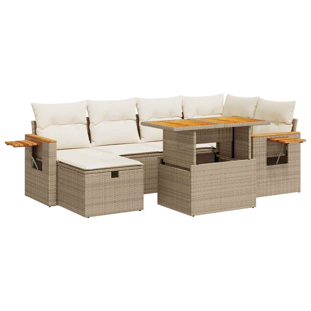 8-delige Loungeset met kussens poly rattan beige is nu te koop bij PeponiXL, paradijselijk wonen!