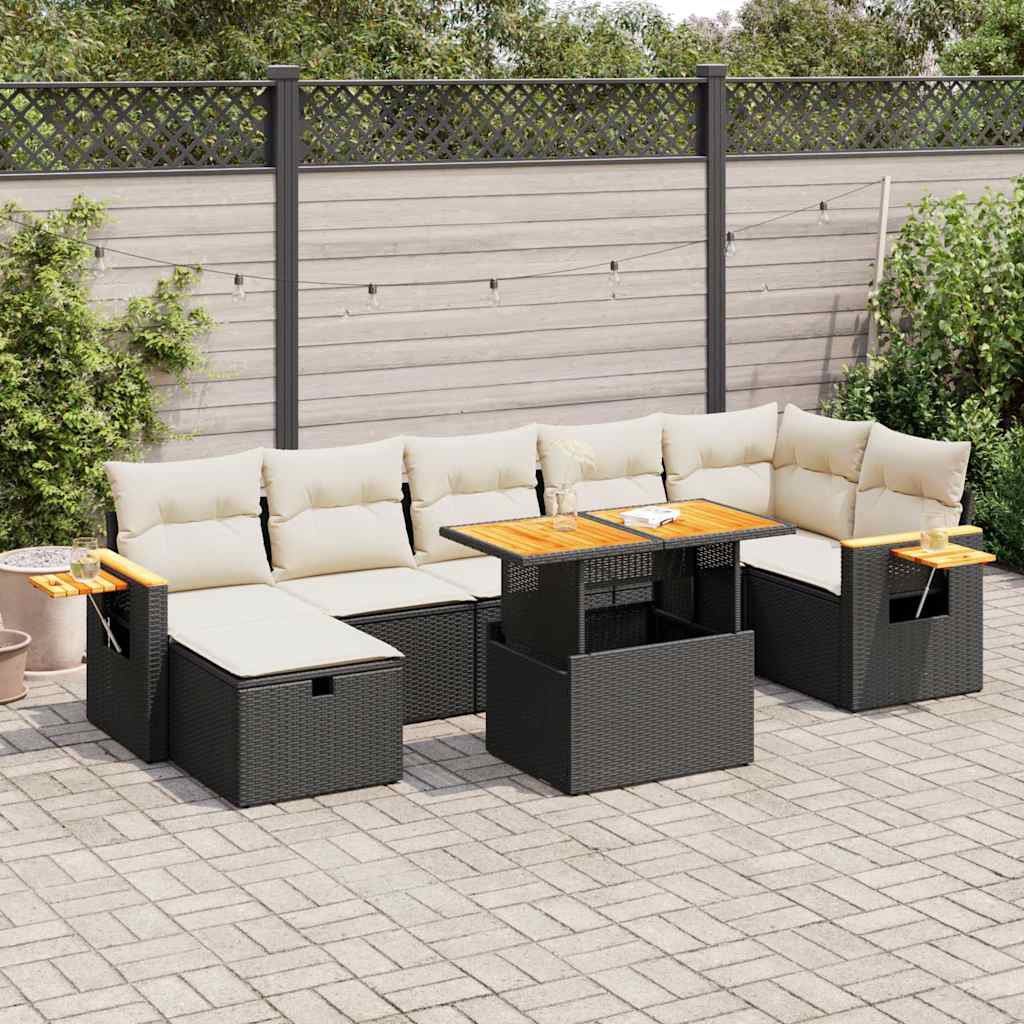 5-delige Loungeset met kussens poly rattan zwart is nu te koop bij PeponiXL, paradijselijk wonen!