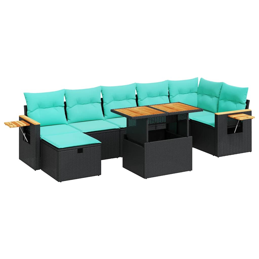 8-delige Loungeset met kussens poly rattan acacia grijs is nu te koop bij PeponiXL, paradijselijk wonen!