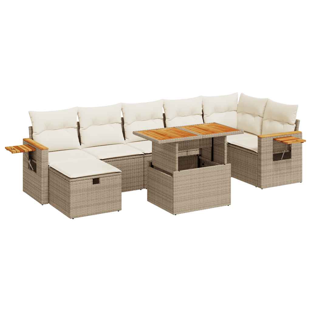5-delige Loungeset met kussens poly rattan beige is nu te koop bij PeponiXL, paradijselijk wonen!