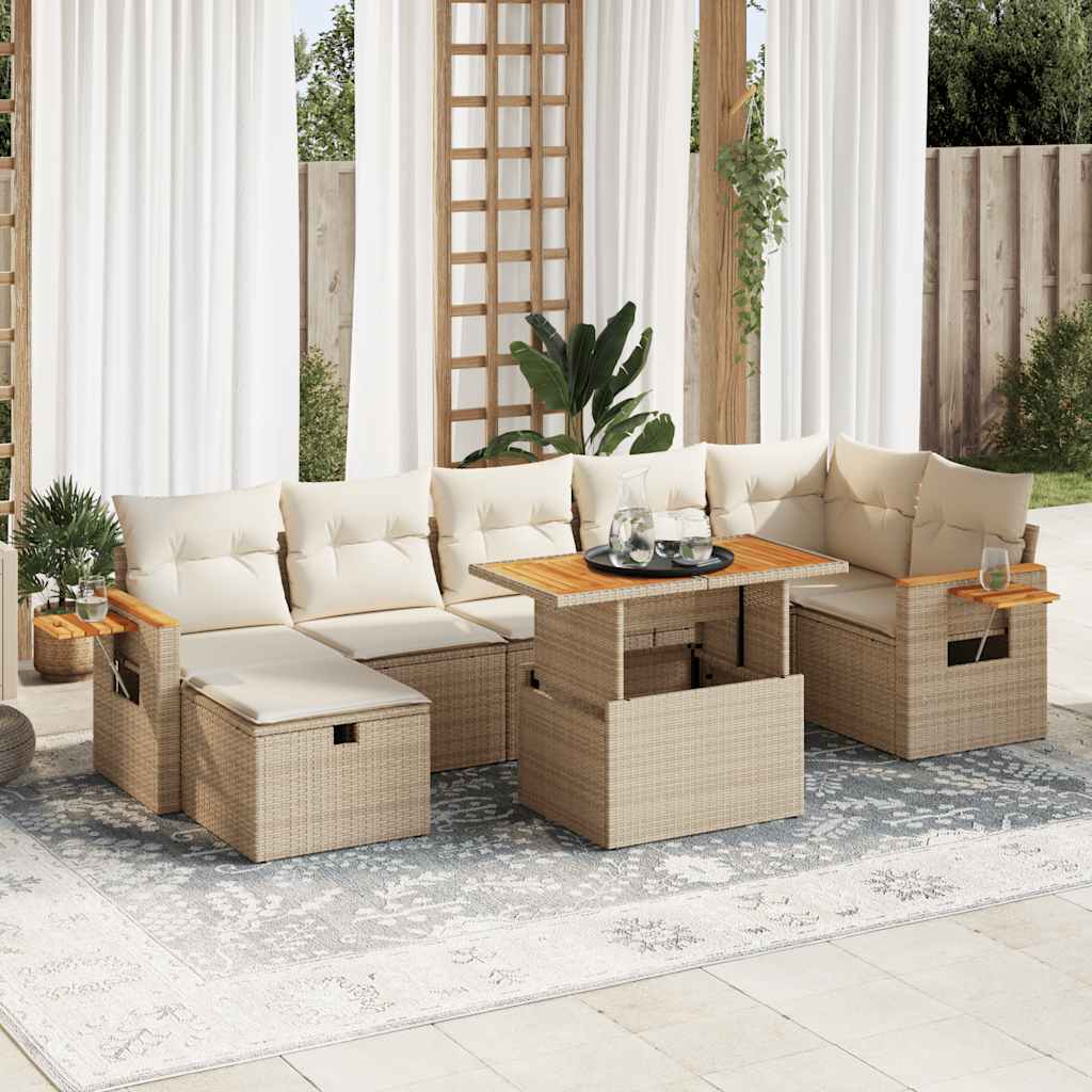5-delige Loungeset met kussens poly rattan beige is nu te koop bij PeponiXL, paradijselijk wonen!
