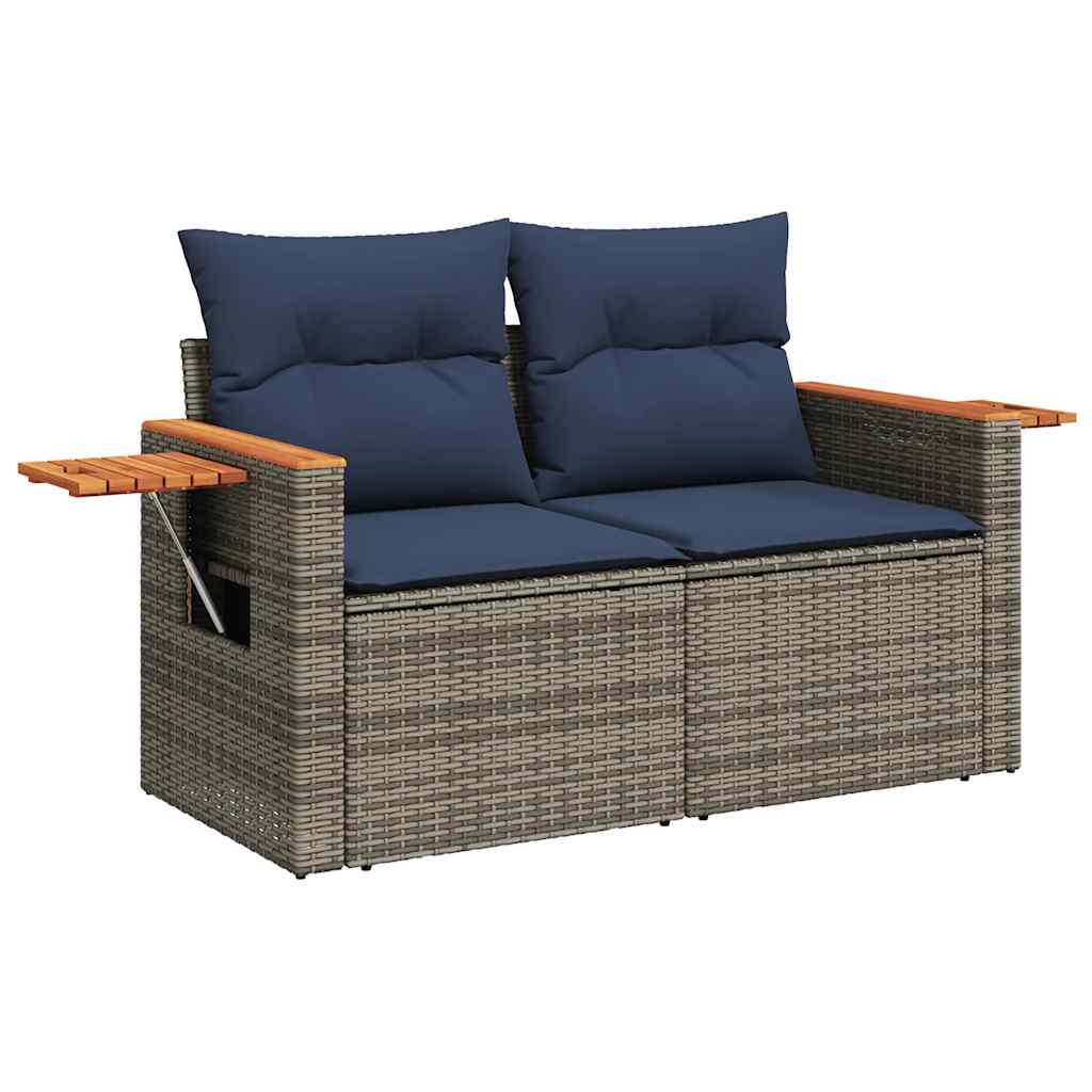 8-delige Loungeset met kussens poly rattan acacia grijs is nu te koop bij PeponiXL, paradijselijk wonen!