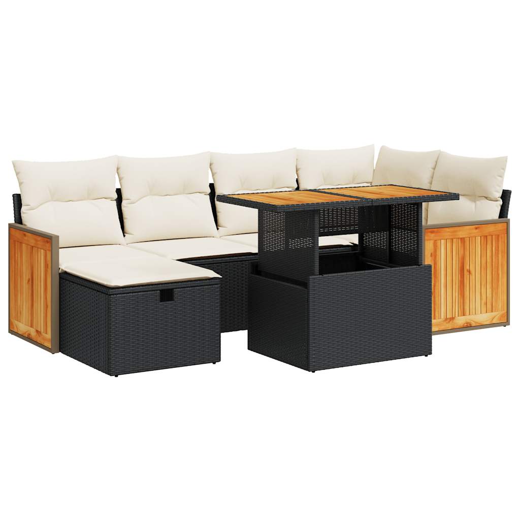 8-delige Loungeset met kussens poly rattan zwart is nu te koop bij PeponiXL, paradijselijk wonen!