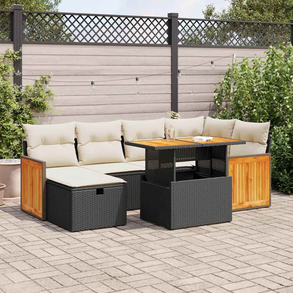 8-delige Loungeset met kussens poly rattan zwart is nu te koop bij PeponiXL, paradijselijk wonen!