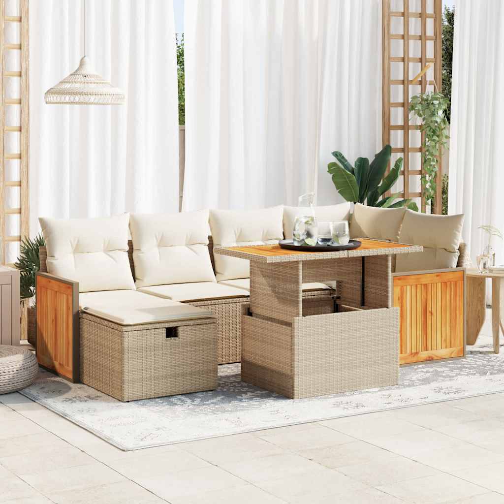 8-delige Loungeset met kussens poly rattan beige is nu te koop bij PeponiXL, paradijselijk wonen!