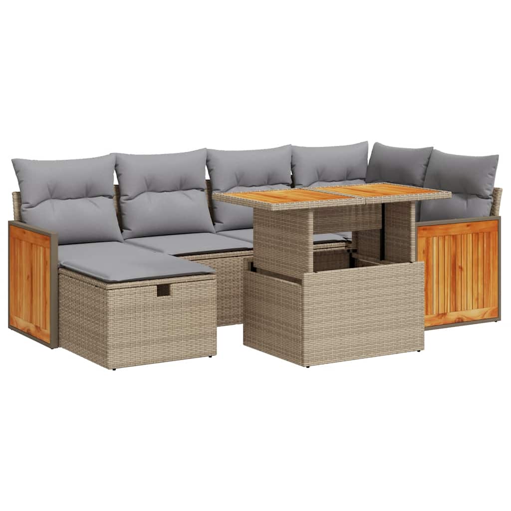 8-delige Loungeset met kussens poly rattan beige is nu te koop bij PeponiXL, paradijselijk wonen!