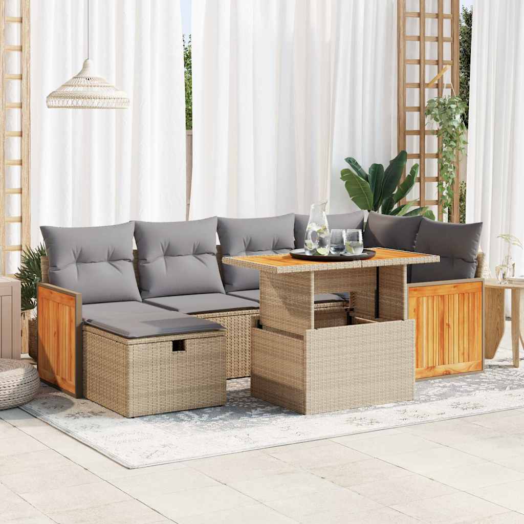8-delige Loungeset met kussens poly rattan beige is nu te koop bij PeponiXL, paradijselijk wonen!