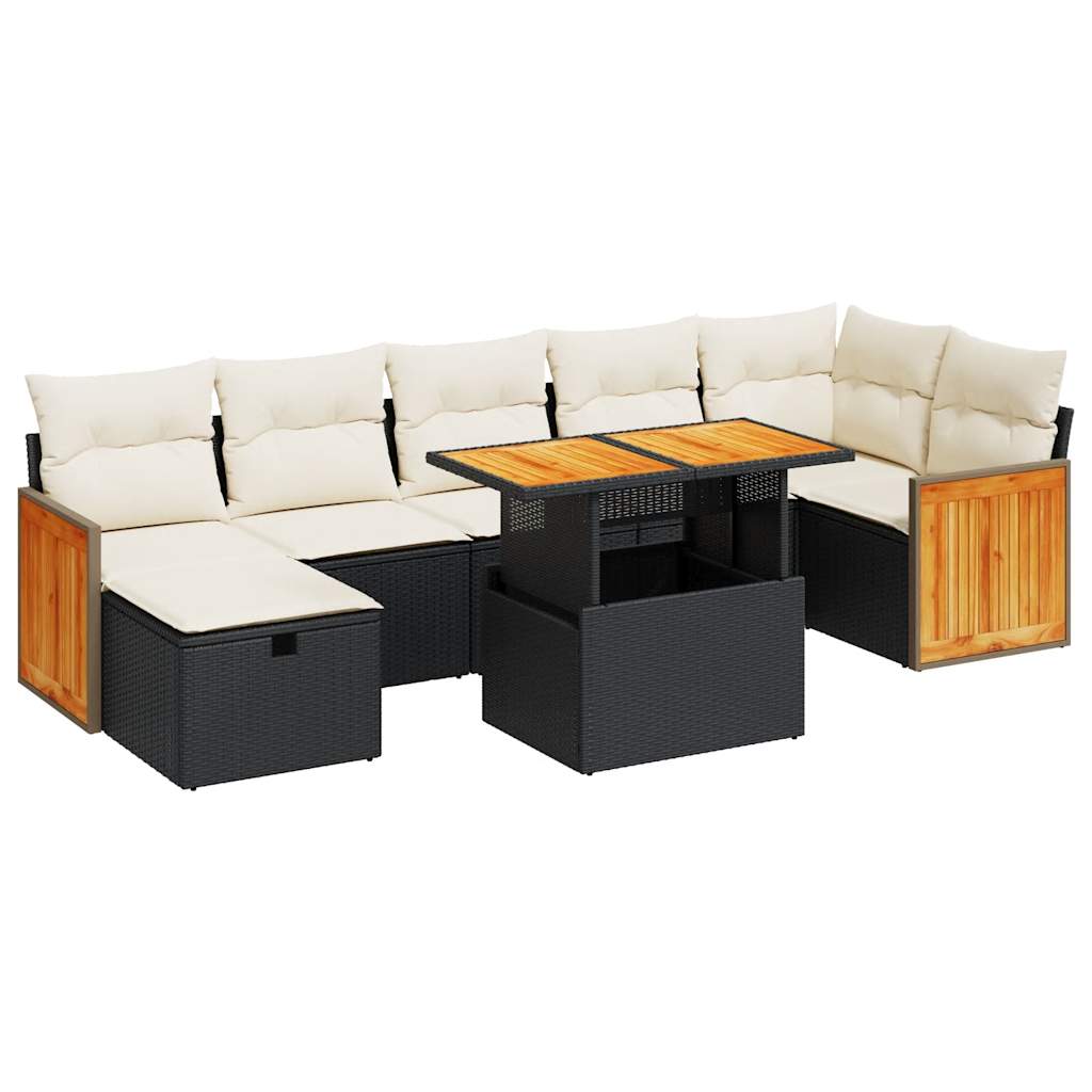 5-delige Loungeset met kussens poly rattan zwart is nu te koop bij PeponiXL, paradijselijk wonen!