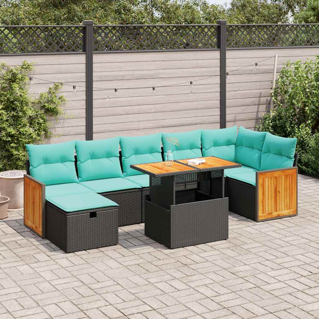 8-delige Loungeset met kussens poly rattan acacia grijs is nu te koop bij PeponiXL, paradijselijk wonen!