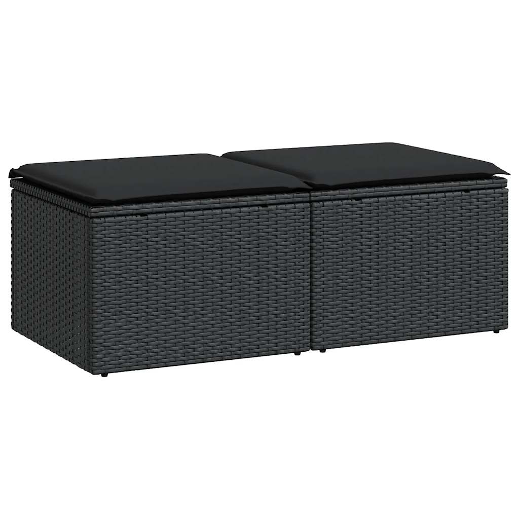 2-delige Loungeset met kussens poly rattan acacia zwart is nu te koop bij PeponiXL, paradijselijk wonen!