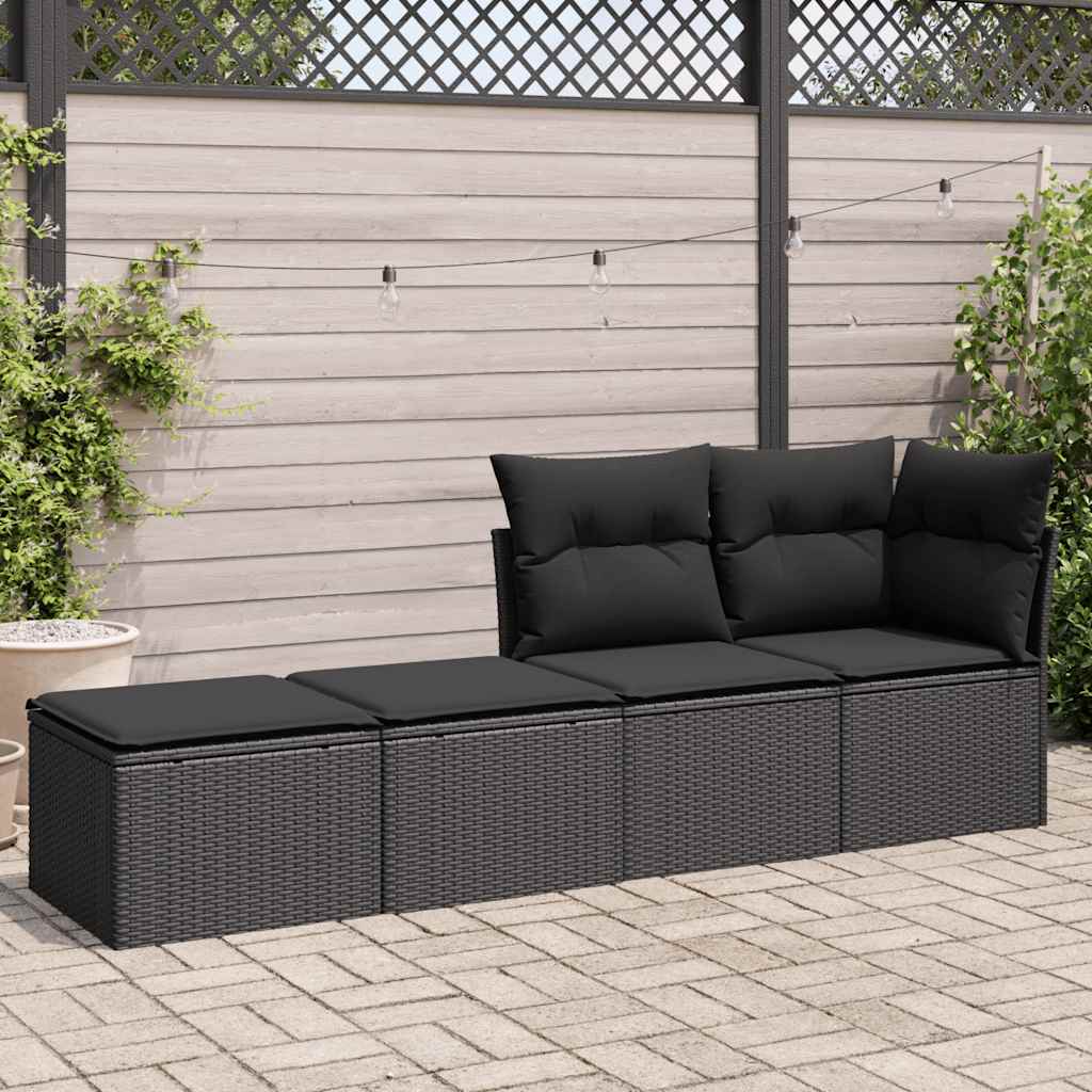 2-delige Loungeset met kussens poly rattan acacia zwart is nu te koop bij PeponiXL, paradijselijk wonen!