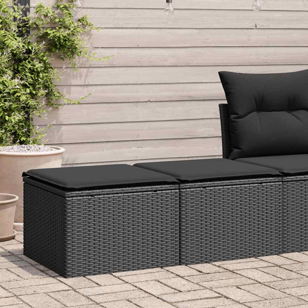 2-delige Loungeset met kussens poly rattan acacia zwart is nu te koop bij PeponiXL, paradijselijk wonen!