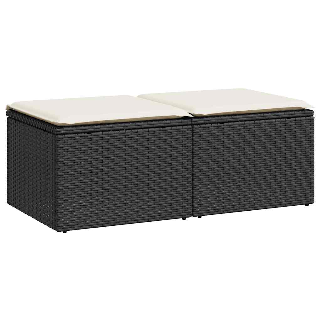 2-delige Loungeset met kussens poly rattan acacia zwart is nu te koop bij PeponiXL, paradijselijk wonen!