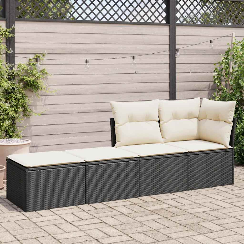 2-delige Loungeset met kussens poly rattan acacia zwart is nu te koop bij PeponiXL, paradijselijk wonen!