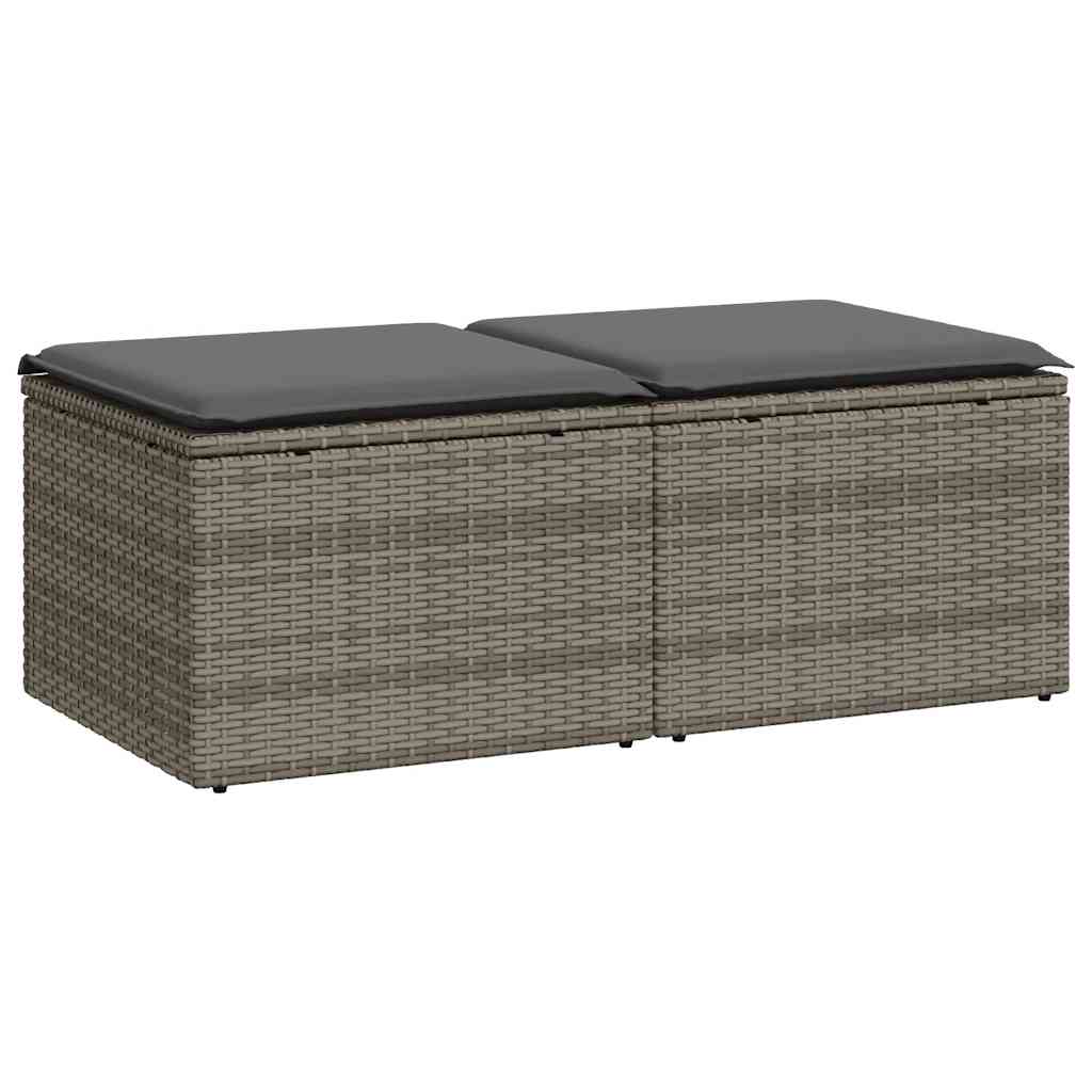 2-delige Loungeset met kussens poly rattan acacia grijs is nu te koop bij PeponiXL, paradijselijk wonen!