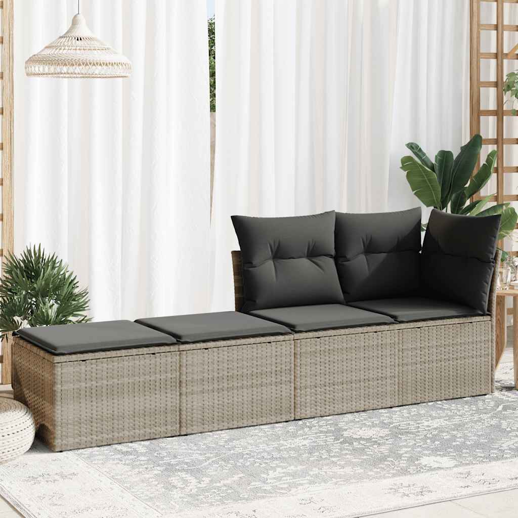 2-delige Loungeset met kussens poly rattan acacia lichtgrijs is nu te koop bij PeponiXL, paradijselijk wonen!