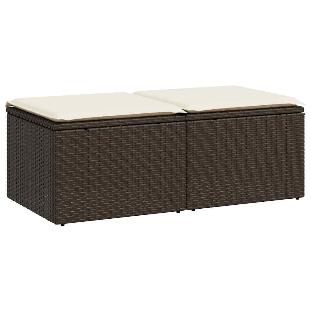 2-delige Loungeset met kussens poly rattan acacia bruin is nu te koop bij PeponiXL, paradijselijk wonen!