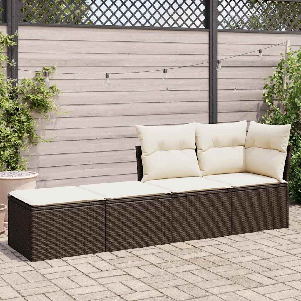 2-delige Loungeset met kussens poly rattan acacia bruin is nu te koop bij PeponiXL, paradijselijk wonen!