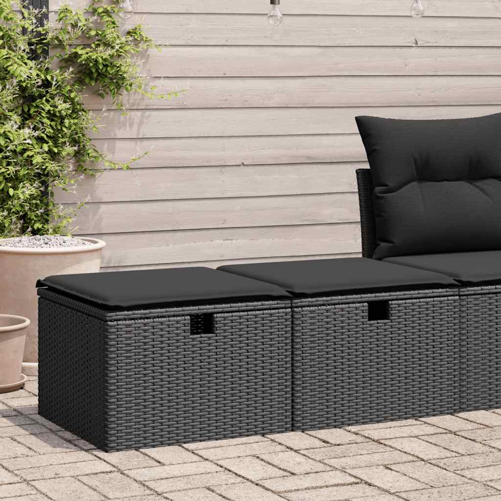 2-delige Loungeset met kussens poly rattan acacia zwart is nu te koop bij PeponiXL, paradijselijk wonen!