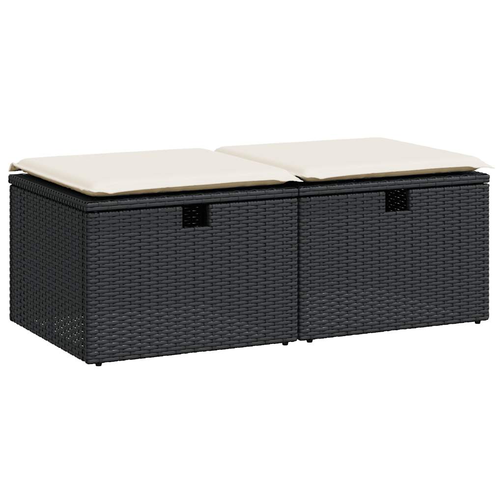 2-delige Loungeset met kussens poly rattan acacia zwart is nu te koop bij PeponiXL, paradijselijk wonen!