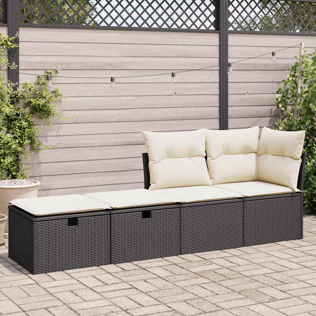 2-delige Loungeset met kussens poly rattan acacia zwart is nu te koop bij PeponiXL, paradijselijk wonen!
