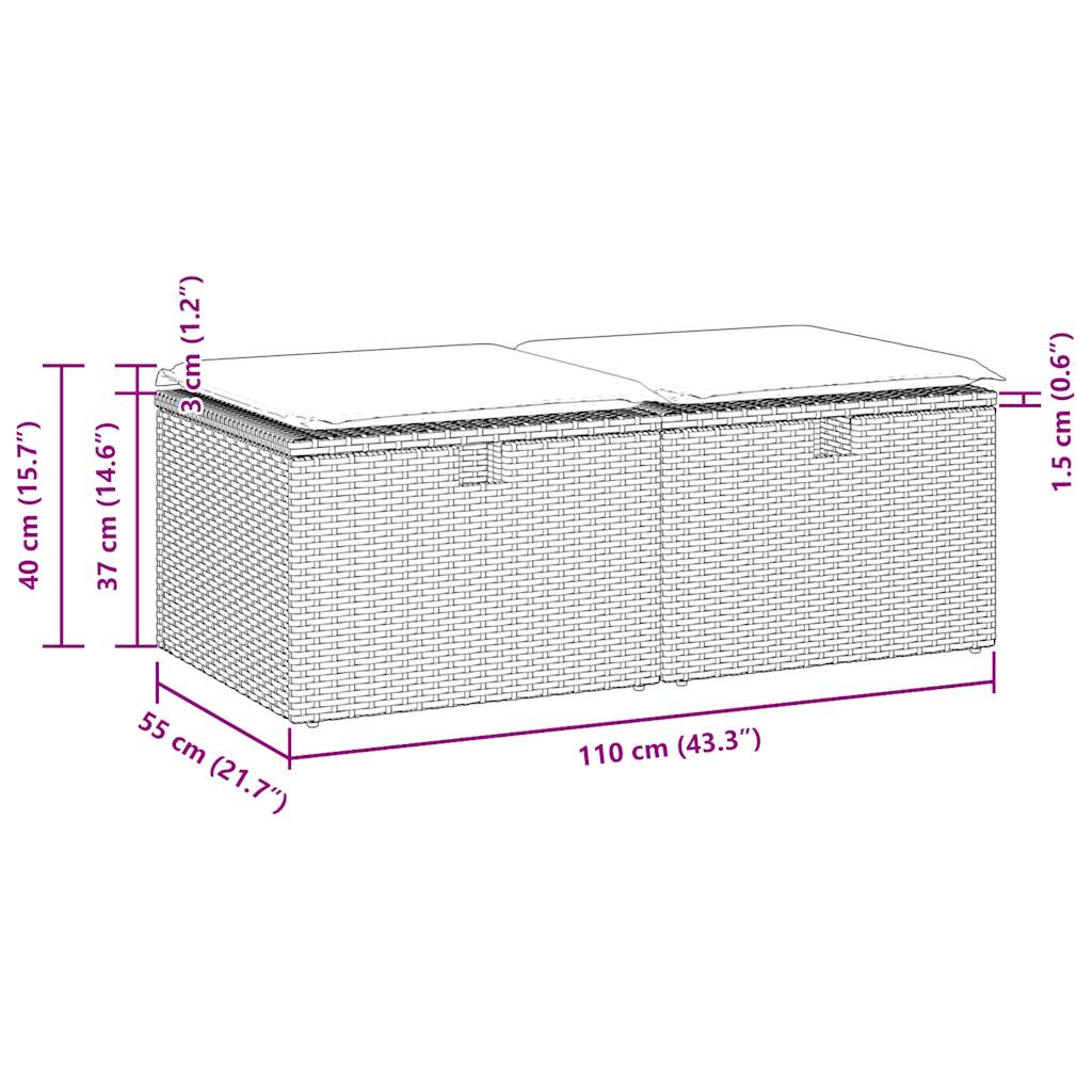 2-delige Loungeset met kussens poly rattan acacia zwart is nu te koop bij PeponiXL, paradijselijk wonen!