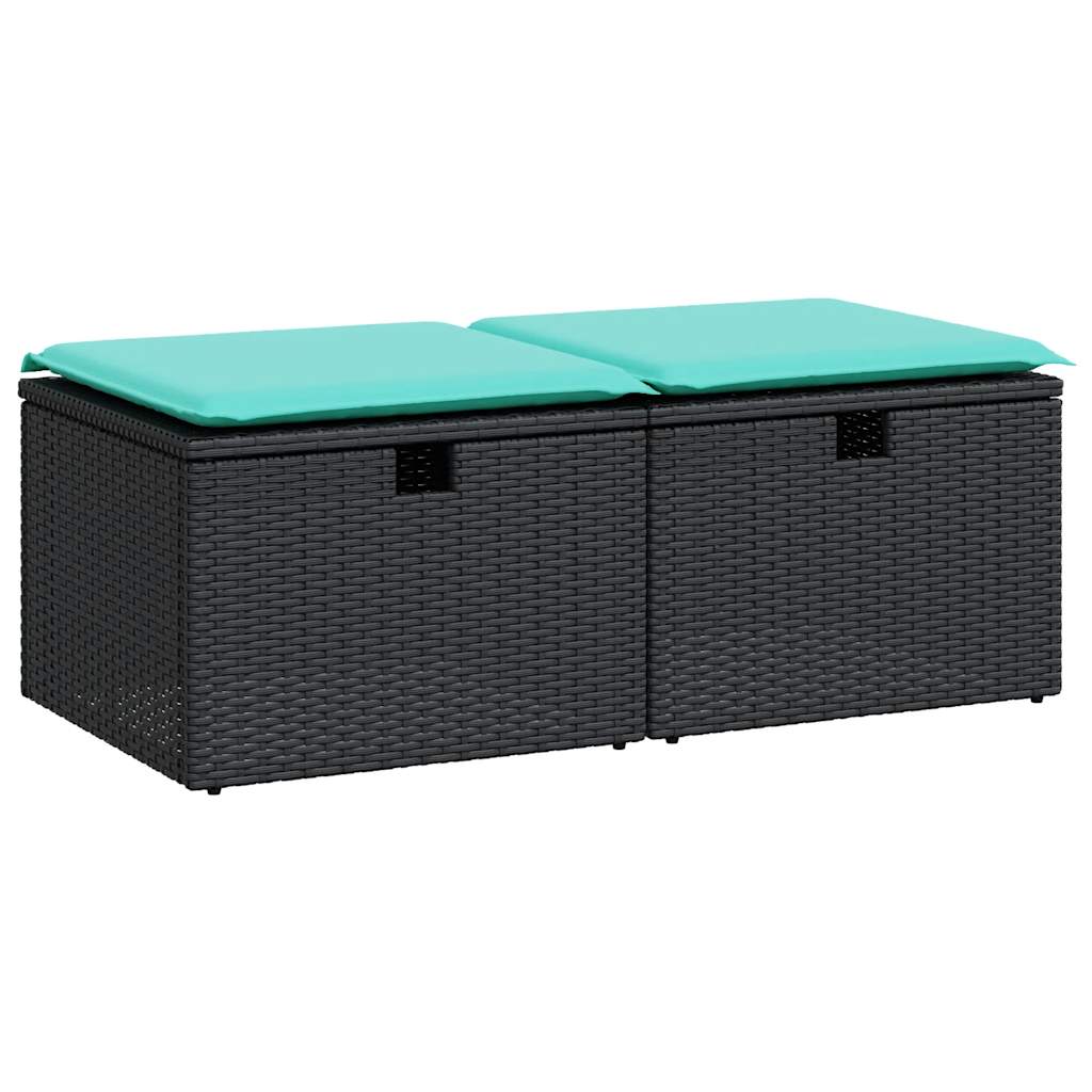 2-delige Loungeset met kussens poly rattan acacia zwart is nu te koop bij PeponiXL, paradijselijk wonen!