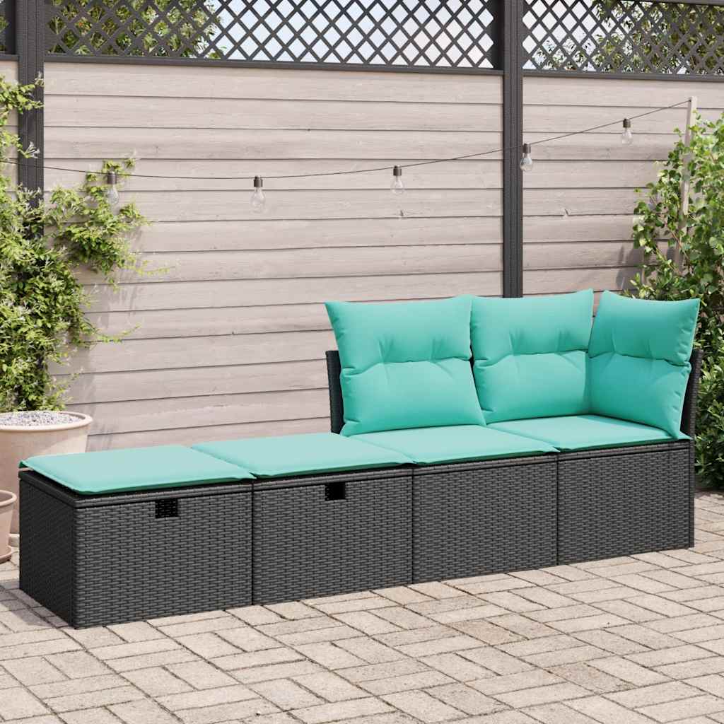 2-delige Loungeset met kussens poly rattan acacia zwart is nu te koop bij PeponiXL, paradijselijk wonen!