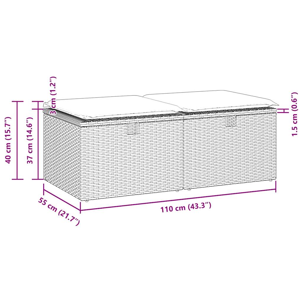 2-delige Loungeset met kussens poly rattan acacia zwart is nu te koop bij PeponiXL, paradijselijk wonen!