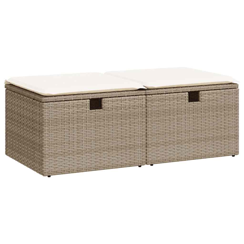 2-delige Loungeset met kussens poly rattan acacia beige is nu te koop bij PeponiXL, paradijselijk wonen!