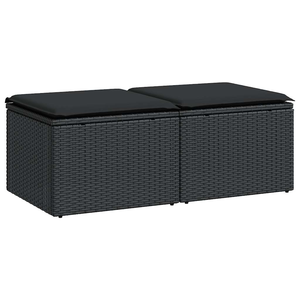 2-delige Loungeset met kussens poly rattan acacia zwart is nu te koop bij PeponiXL, paradijselijk wonen!